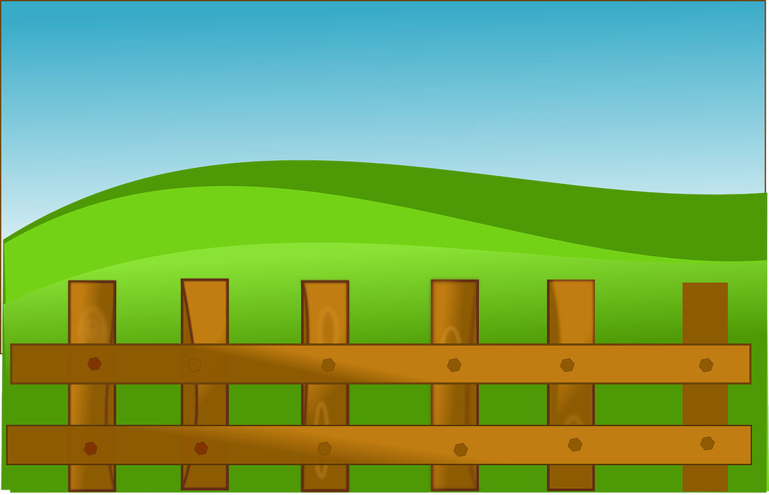 Animated picture of a wood fence with green hills behind it